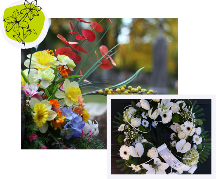 Création de bouquets couronne gerbe coussins de fleurs, décoration de lieux de culte à Toulouse (31)